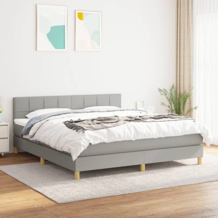 Cama box spring con colchón tela gris claro 180x200 cm de vidaXL, Camas y somieres - Ref: Foro24-3140633, Precio: 540,99 €, D...