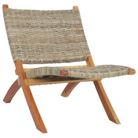 Silla de ratán kubu natural y madera maciza de caoba de vidaXL, Sillones - Ref: Foro24-285803, Precio: 149,99 €, Descuento: %