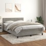 Cama box spring con colchón terciopelo gris claro 140x190 cm de vidaXL, Camas y somieres - Ref: Foro24-3141179, Precio: 473,6...