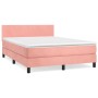 Box spring bed with pink velvet mattress 140x190 cm by vidaXL, Beds and slatted bases - Ref: Foro24-3141184, Price: 426,51 €,...