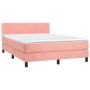 Box spring bed with pink velvet mattress 140x190 cm by vidaXL, Beds and slatted bases - Ref: Foro24-3141184, Price: 426,51 €,...