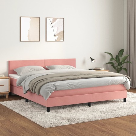 Boxspringbett mit rosa Samtmatratze 160x200 cm von vidaXL, Betten und Lattenroste - Ref: Foro24-3141196, Preis: 498,40 €, Rab...