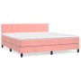 Box spring bed with pink velvet mattress 160x200 cm by vidaXL, Beds and slatted bases - Ref: Foro24-3141196, Price: 479,31 €,...