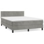 Box spring bed with light gray velvet mattress 140x190 cm by vidaXL, Beds and slatted bases - Ref: Foro24-3141359, Price: 426...