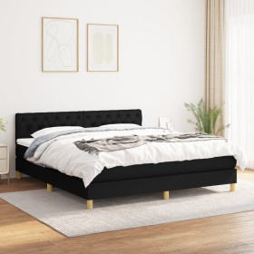 Box spring bed with black fabric mattress 160x200 cm by vidaXL, Beds and slatted bases - Ref: Foro24-3140867, Price: 510,45 €...