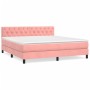 Cama box spring con colchón terciopelo rosa 160x200 cm de vidaXL, Camas y somieres - Ref: Foro24-3141496, Precio: 515,90 €, D...