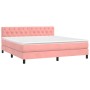 Cama box spring con colchón terciopelo rosa 160x200 cm de vidaXL, Camas y somieres - Ref: Foro24-3141496, Precio: 515,90 €, D...