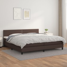 Cama box spring con colchón cuero sintético marrón 200x200 cm de vidaXL, Camas y somieres - Ref: Foro24-3141086, Precio: 588,...