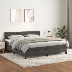 Cama box spring con colchón terciopelo gris oscuro 160x200 cm de vidaXL, Camas y somieres - Ref: Foro24-3141492, Precio: 485,...