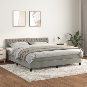 Cama box spring con colchón terciopelo gris claro 180x200 cm de vidaXL, Camas y somieres - Ref: Foro24-3141497, Precio: 553,8...