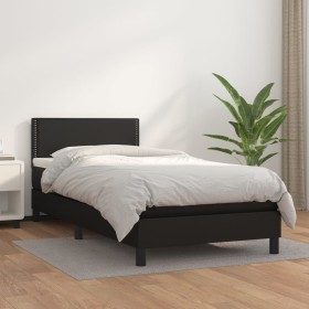 Box spring bed with black synthetic leather mattress 90x190 cm by vidaXL, Beds and slatted bases - Ref: Foro24-3141035, Price...