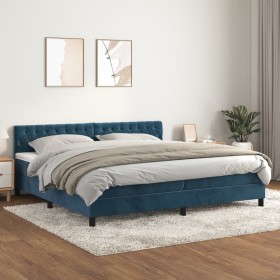 Box spring bed with dark blue velvet mattress 200x200 cm by vidaXL, Beds and slatted bases - Ref: Foro24-3141507, Price: 584,...