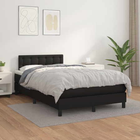 Box spring bed with black synthetic leather mattress 120x200 cm by vidaXL, Beds and slatted bases - Ref: Foro24-3141113, Pric...