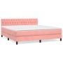 Box spring bed with pink velvet mattress 180x200 cm by vidaXL, Beds and slatted bases - Ref: Foro24-3141502, Price: 523,99 €,...