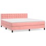 Box spring bed with pink velvet mattress 160x200 cm by vidaXL, Beds and slatted bases - Ref: Foro24-3141556, Price: 503,93 €,...