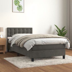 Box spring bed with dark gray velvet mattress 90x200 cm by vidaXL, Beds and slatted bases - Ref: Foro24-3141522, Price: 300,0...