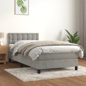 Box spring bed with light gray velvet mattress 100x200 cm by vidaXL, Beds and slatted bases - Ref: Foro24-3141527, Price: 342...