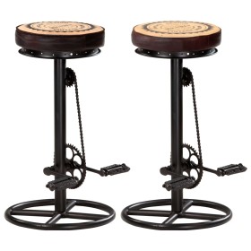 Kitchen stools 2 units leather and printed canvas black and brown by vidaXL, Kitchen stools - Ref: Foro24-286969, Price: 211,...