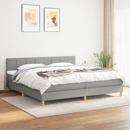 Cama box spring con colchón tela gris claro 200x200 cm de vidaXL, Camas y somieres - Ref: Foro24-3140641, Precio: 564,86 €, D...