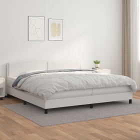 Box spring bed with white synthetic leather mattress 200x200 cm by vidaXL, Beds and slatted bases - Ref: Foro24-3141084, Pric...