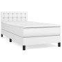 Box spring bed with white synthetic leather mattress 90x190 cm by vidaXL, Beds and slatted bases - Ref: Foro24-3141102, Price...