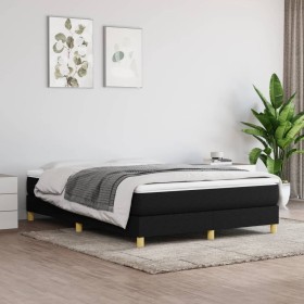 Cama box spring con colchón tela negro 140x200 cm de vidaXL, Camas y somieres - Ref: Foro24-3144177, Precio: 390,84 €, Descue...