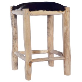 Kitchen stool real goat leather and solid teak wood by vidaXL, Kitchen stools - Ref: Foro24-288810, Price: 86,74 €, Discount: %