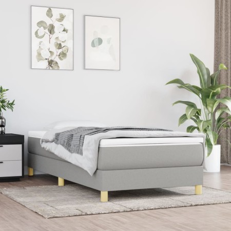 Box spring bed with light gray fabric mattress 90x190 cm by vidaXL, Beds and slatted bases - Ref: Foro24-3144135, Price: 273,...