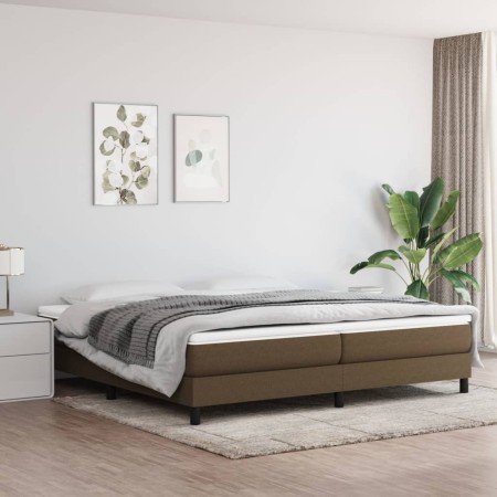 Cama box spring con colchón tela marrón oscuro 200x200 cm de vidaXL, Camas y somieres - Ref: Foro24-3144104, Precio: 526,98 €...