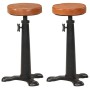 Kitchen stools 2 pcs genuine leather brown cast iron by vidaXL, Kitchen stools - Ref: Foro24-288087, Price: 180,14 €, Discoun...