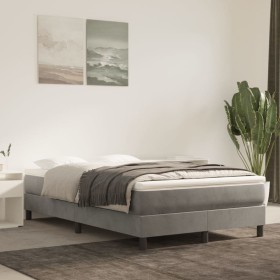 Box spring bed with light gray velvet mattress 120x200 cm by vidaXL, Beds and slatted bases - Ref: Foro24-3144321, Price: 346...