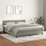 Box spring bed with light gray velvet mattress 160x200 cm by vidaXL, Beds and slatted bases - Ref: Foro24-3141191, Price: 477...