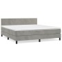 Box spring bed with light gray velvet mattress 160x200 cm by vidaXL, Beds and slatted bases - Ref: Foro24-3141191, Price: 477...