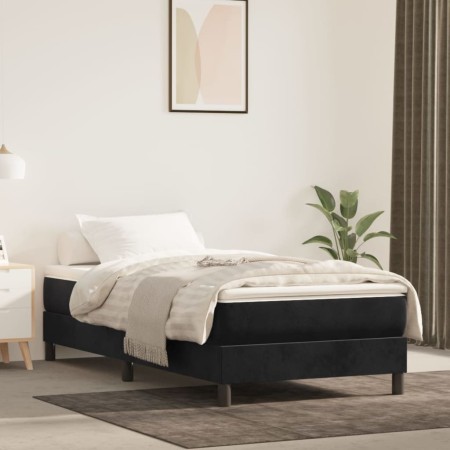 Box spring bed with black velvet mattress 90x200 cm by vidaXL, Beds and slatted bases - Ref: Foro24-3144311, Price: 269,58 €,...