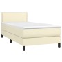 Box spring bed with cream synthetic leather mattress 90x190 cm by vidaXL, Beds and slatted bases - Ref: Foro24-3141043, Price...