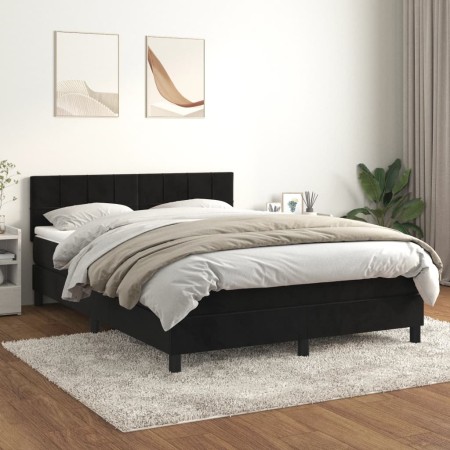 Boxspringbett mit schwarzer Samtmatratze 140x200 cm von vidaXL, Betten und Lattenroste - Ref: Foro24-3141307, Preis: 419,99 €...