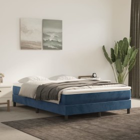 Box spring bed with dark blue velvet mattress 140x190 cm by vidaXL, Beds and slatted bases - Ref: Foro24-3144331, Price: 357,...