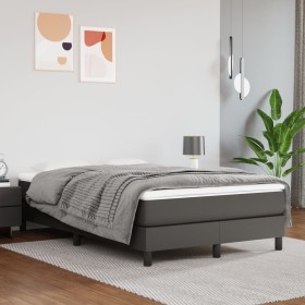 Box spring bed with gray synthetic leather mattress 120x200 cm by vidaXL, Beds and slatted bases - Ref: Foro24-3144253, Price...