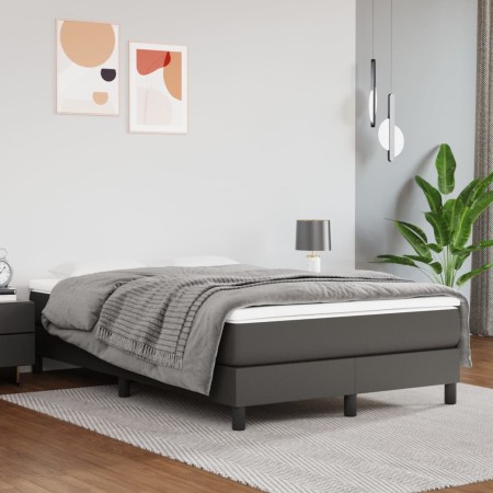 Cama box spring con colchón cuero sintético gris 120x200 cm de vidaXL, Camas y somieres - Ref: Foro24-3144253, Precio: 374,24...