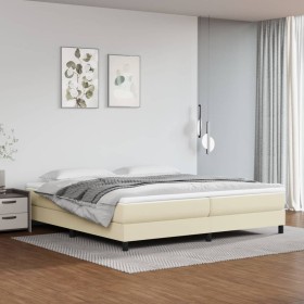 Box spring bed with cream synthetic leather mattress 200x200 cm by vidaXL, Beds and slatted bases - Ref: Foro24-3144281, Pric...