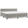 Box spring bed with light gray velvet mattress 200x200 cm by vidaXL, Beds and slatted bases - Ref: Foro24-3141443, Price: 586...