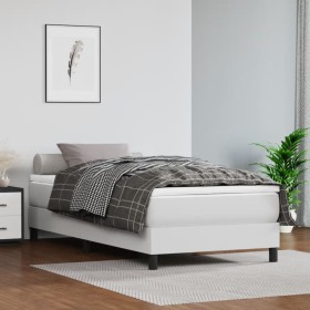 Cama box spring con colchón cuero sintético blanco 90x190 cm de vidaXL, Camas y somieres - Ref: Foro24-3144238, Precio: 286,5...