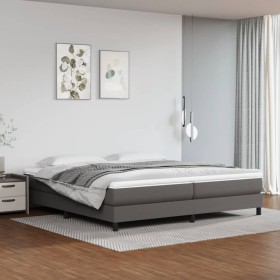 Cama box spring con colchón cuero sintético gris 200x200 cm de vidaXL, Camas y somieres - Ref: Foro24-3144283, Precio: 524,99...