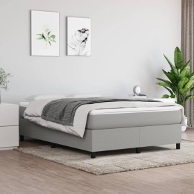 Cama box spring con colchón tela gris claro 140x200 cm de vidaXL, Camas y somieres - Ref: Foro24-3144423, Precio: 399,17 €, D...