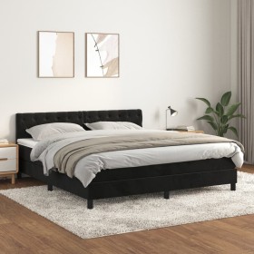 Box spring bed with black velvet mattress 160x200 cm by vidaXL, Beds and slatted bases - Ref: Foro24-3141493, Price: 513,11 €...