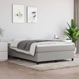 Box spring bed with light gray fabric mattress 140x190 cm by vidaXL, Beds and slatted bases - Ref: Foro24-3144415, Price: 424...