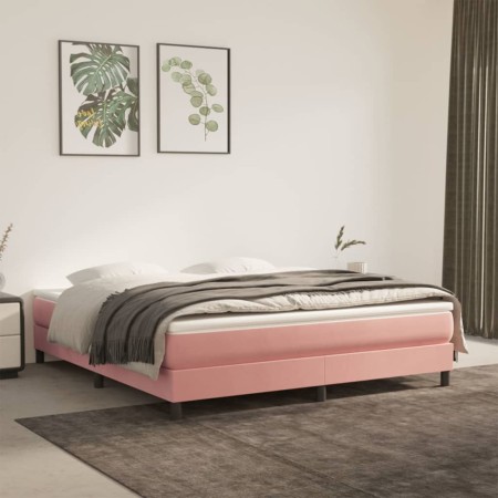 Box spring bed with pink velvet mattress 180x200 cm by vidaXL, Beds and slatted bases - Ref: Foro24-3144350, Price: 445,22 €,...