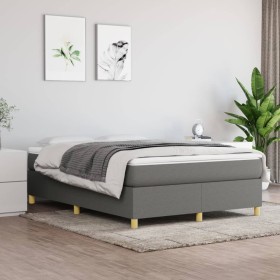 Cama box spring con colchón tela gris oscuro 140x190 cm de vidaXL, Camas y somieres - Ref: Foro24-3144515, Precio: 386,95 €, ...