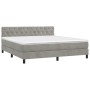 Cama box spring con colchón terciopelo gris claro 160x200 cm de vidaXL, Camas y somieres - Ref: Foro24-3141491, Precio: 507,6...