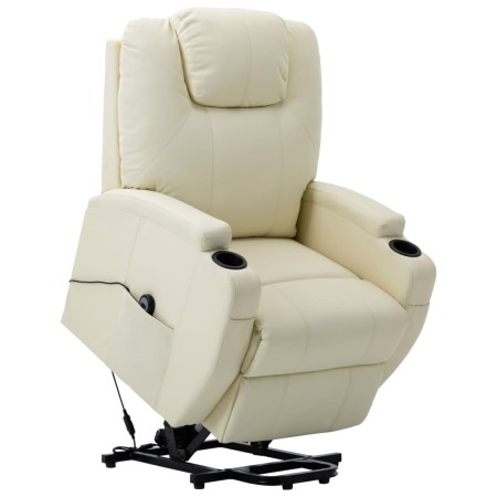 Sillón elevable de cuero sintético blanco crema de vidaXL, Sillones - Ref: Foro24-289751, Precio: 392,99 €, Descuento: %